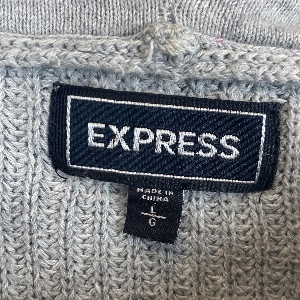Express cotton hoodie sweater L mens gray fisherman nautical grunge retro